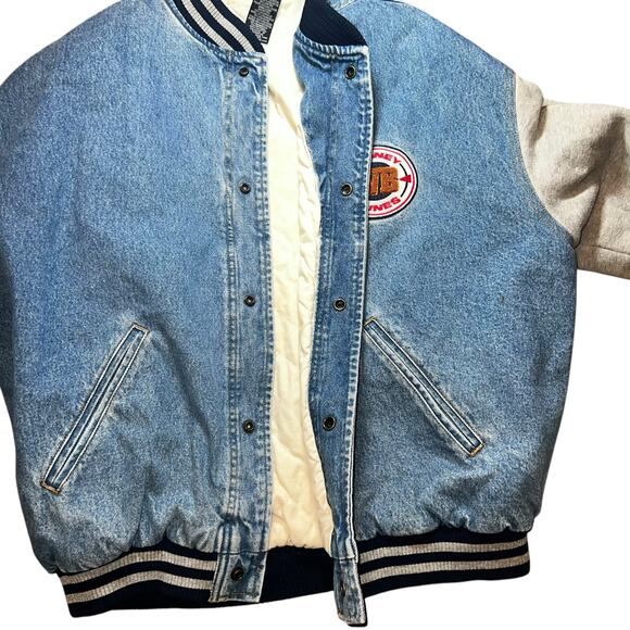 Looney Tunes Vintage Denim Varisity jacket size large 1997 Quilted embroidered - Picture 11 of 14
